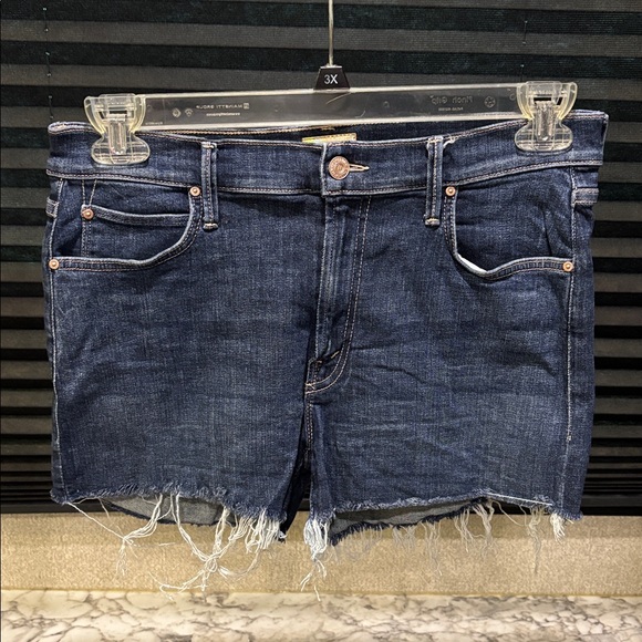 Mother The Charmer Fray Blue Girl Crush Raw Hem Mid Rise Denim Jean Shorts WN 30 - Picture 3 of 8